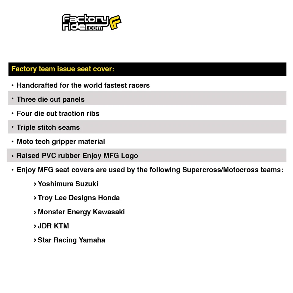 2003-2010 SUZUKI RM 65 Seat Cover Gripper Enjoy Mfg ALL BLACK / YELLOW RIBS #71 - Image 4 of 4