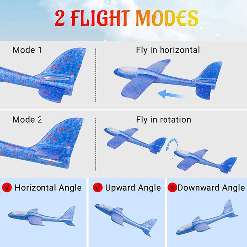 4x Wurfgleiter XXL Flugzeug Styropor Flieger LED Licht Kinder Spielzeug 48cm - Bild 7 von 7