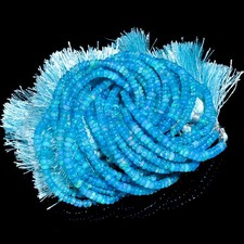 Neon Blue Ethiopian Opal Gemstone Roundel Smooth Beads 4X4 6X6mm Strand 8" UB696