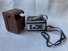 Vintage Kodak Duaflex II Box Camera Use Kodak 620 Film, w/Original Leather Case 