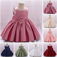 Girls Flower Bow Bridesmaid Dress Baby Kids Wedding Party Princess Dresses