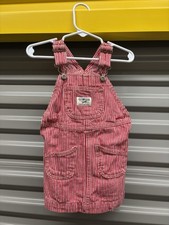 OshKosh B'gosh Girls Baby Hickory Stripe Vestbak Jumper Dress size 18 months
