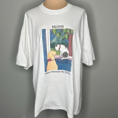 Vtg PetSmart Just A Buck Change Their Luck Tee XL Jerzees Graphic Dog Cat 90s