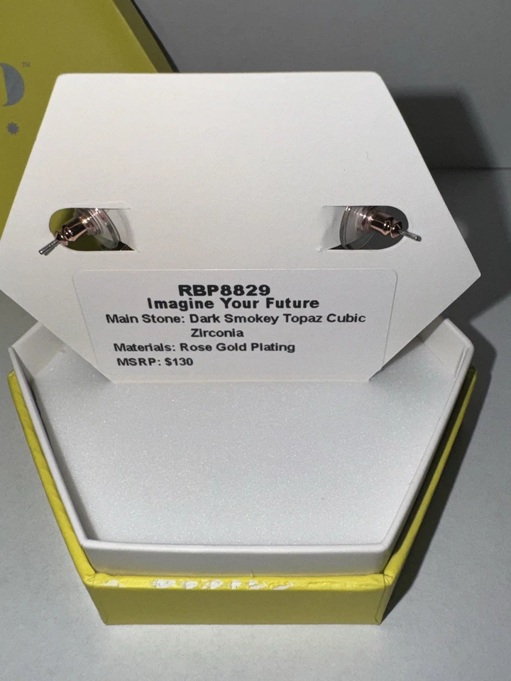 Bomb Party Dark Smokey Topaz/Rose Gold Hoop Earrings-Imagine Your Future-RBP8829 - Image 3 of 3