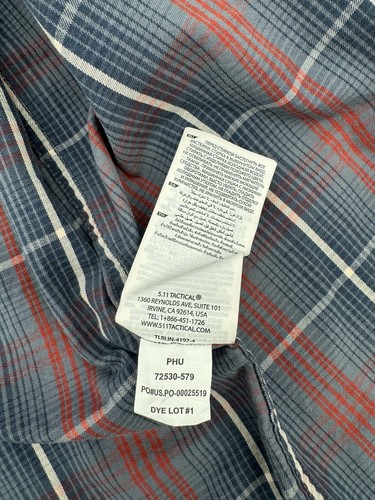 5.11 Tactical Gunner Long Sleeve Plaid Blue/Red Shirt Men’s Small Pre Owned - Picture 7 of 9