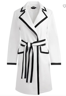 Alice + Olivia Black and White Vegan Leather Trench Coat | eBay