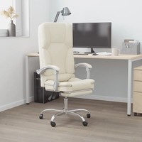 BüRostuhl Kunstleder Creme Mit Massagefunktion Ergonomisch HöHenverstellbar