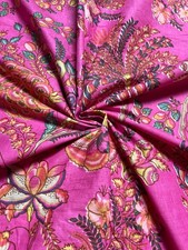 Indian Cotton Pink Floral Print Dressmaking, Sewing Running Fabric 7 Yards US