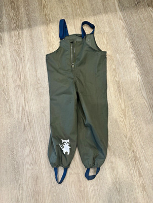 TCM Tchibo Kindermatschhose Regenhose 110 116 olivgrün Waschbär Reflektor