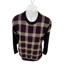 Slazenger XL Men Crewneck Pullover Sweater 100 Cotton Golf Checked Vtg 12-5k