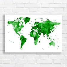 World Atlas Detailed Watercolour Map For Canvas Print Large Picture Wall Art