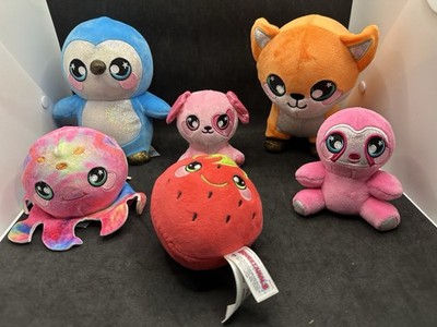 Squeezamals Plush Lot of 6 Penguin Fox Puppy Octopus Strawberry Stuffed Toys