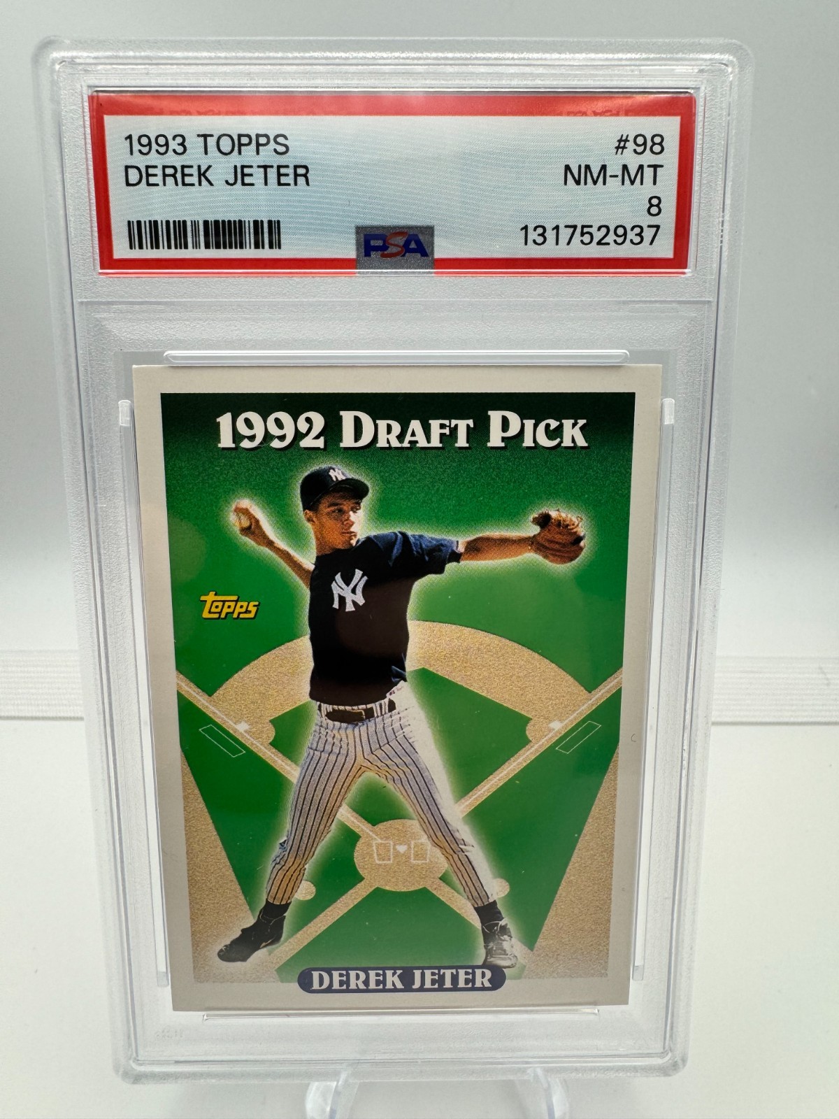 Topps 1993 Topps Derek Jeter Yankees #98 RC 1992 Draft Pick PSA 8