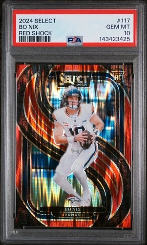 2024 PANINI SELECT RED SHOCK #117 BO NIX 005/249 PSA 10 Low Pop Broncos QB1 🔥