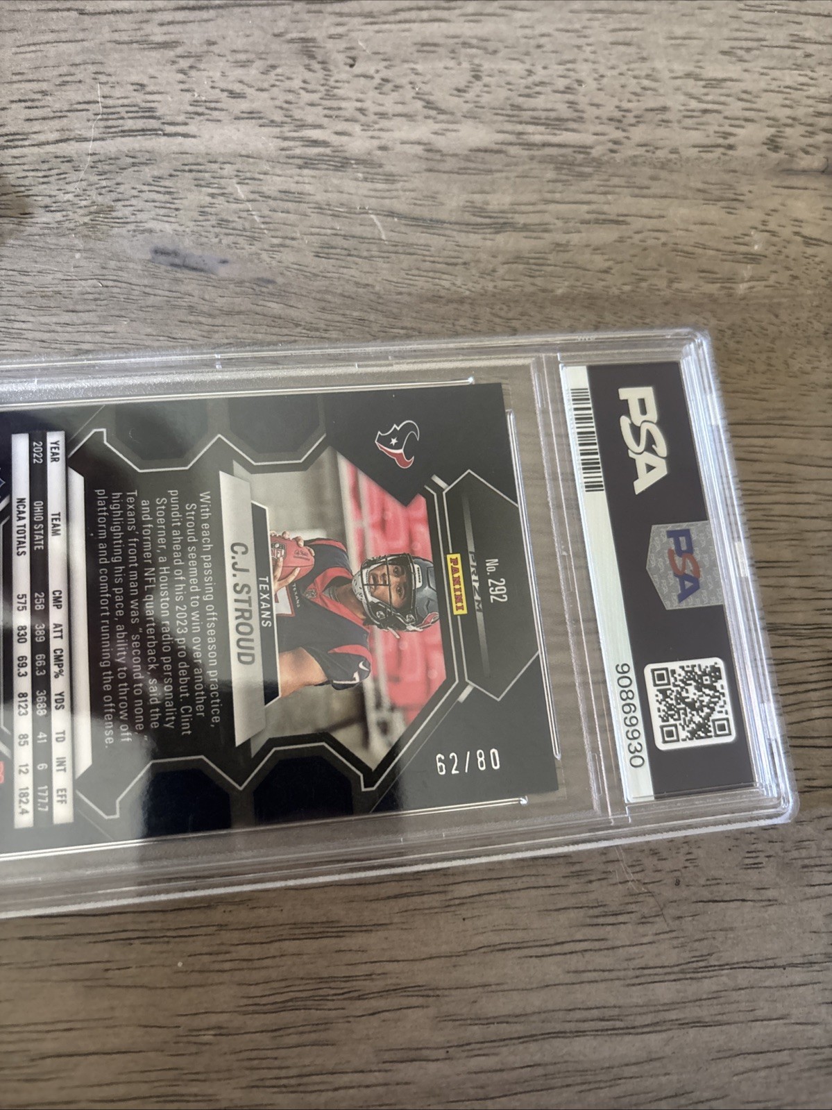 2023 Mosaic Cj Stroud Fusion Red And Yellow Choice /80 PSA 9 Texans view 3