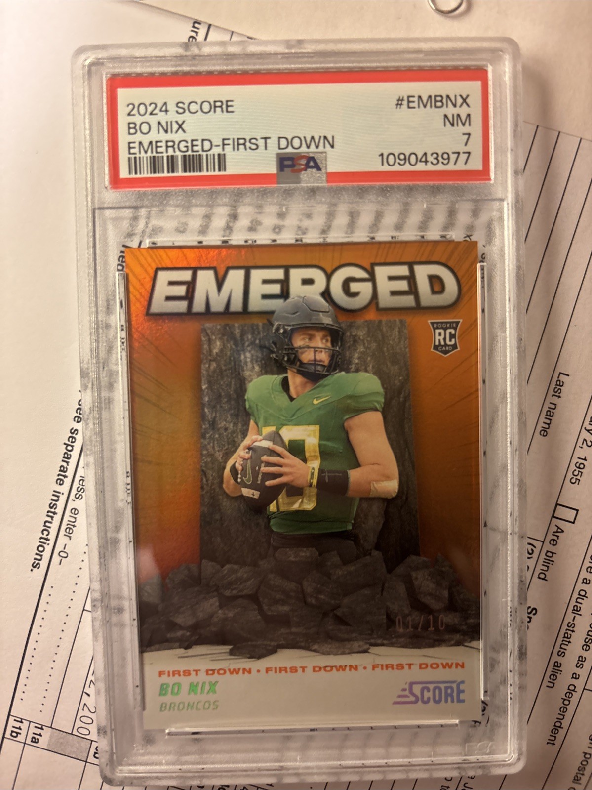 Bo Nix Panini Score Emerged #EMBNX First Down
