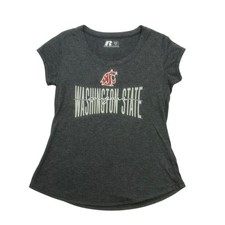 Washington State Cougars Shirt Womens Small S Gray Short Sleeve Russell Athletic