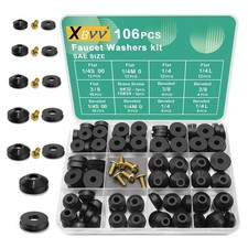 106-Piece Faucet Washer Assortment Kit for Leak Repair Durable Rubber Brass