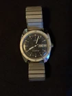 Timex Q Quartz Day-Date Wristwatch 1975 Original Stainless Steel Chrome-Plate