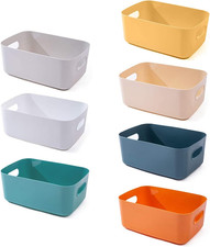7 Pack Plastic Storage Bins, 4.2L Small Organizer Baskets with Handles, Pantry C