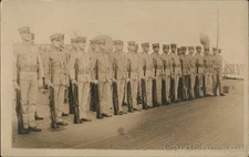 Military Men Attention Original Vintage Real Photo Postcard RPPC