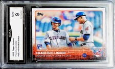 2015 Topps Update US286 Francisco Lindor Indians RC Rookie Debut Card GMA 9 MINT. rookie card picture