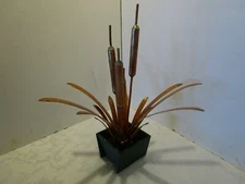 Vintage Handcrafted Copper Reeds & Cattails Plant Art Sculpture 19.75” T 1970's
