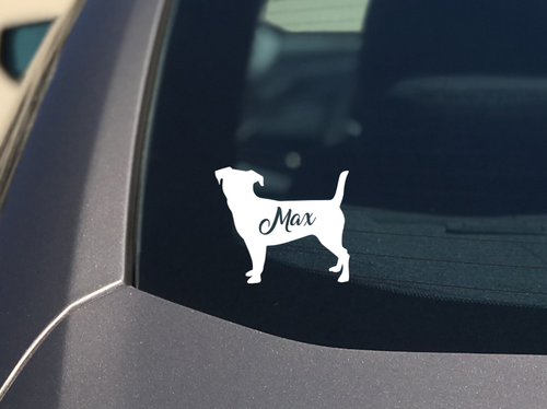 Jack Russell Terrier Sticker Vinyl Car Decal Custom Text Silhouette - Bild 3 von 6