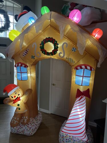 10ft Christmas Inflatable Gingerbread House Archway Cookie House Candycane Decor - Picture 2 of 10
