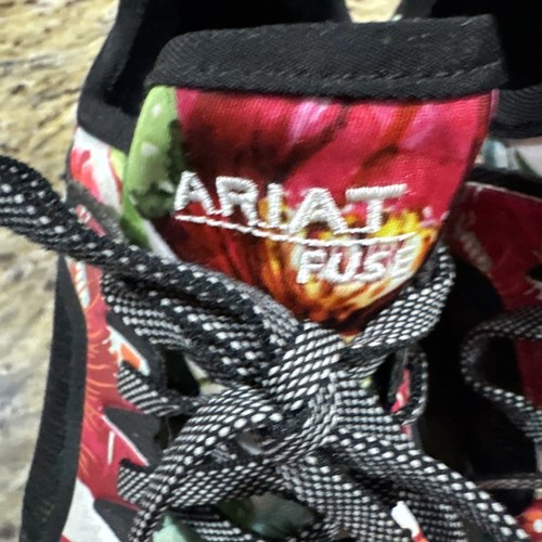 Ariat Fuse Red Floral & Pink Rose Leopard Tennis Shoes Sneakers Preowned Cpix - Picture 6 of 10
