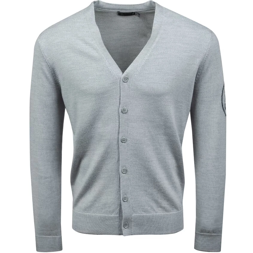 G Fore Circle G s Men Gray 100 Wool GFore Logo Cardigan Golf Sweater NWT S 245