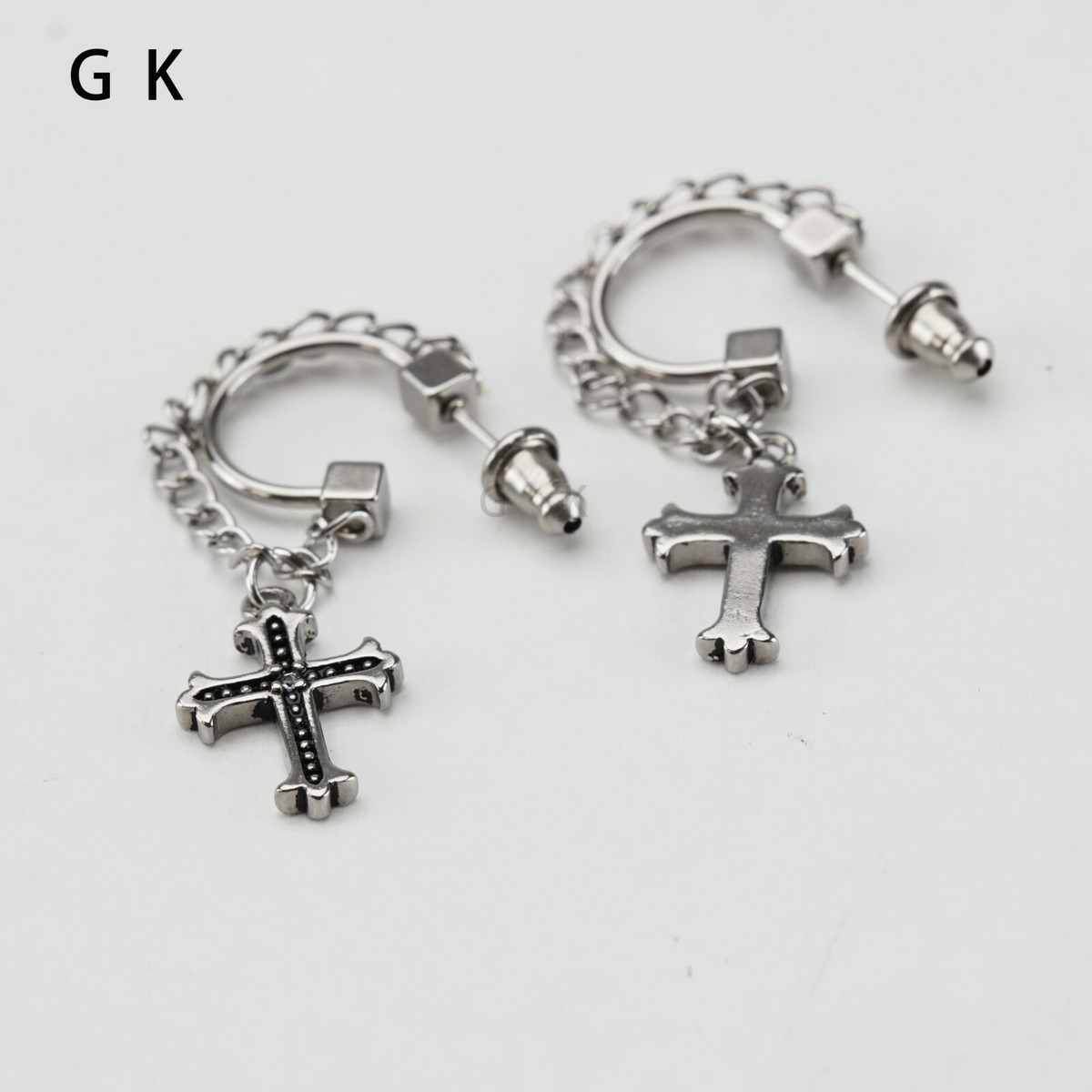 Stainless Steel C Type Cross Huggie Hoop Dangle Drop Stud Earrings