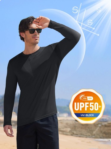 Mens UV Protection UPF 50+ Shirts Long Sleeve Sport Casual Workout Beach T-Shirt - Picture 29 of 87