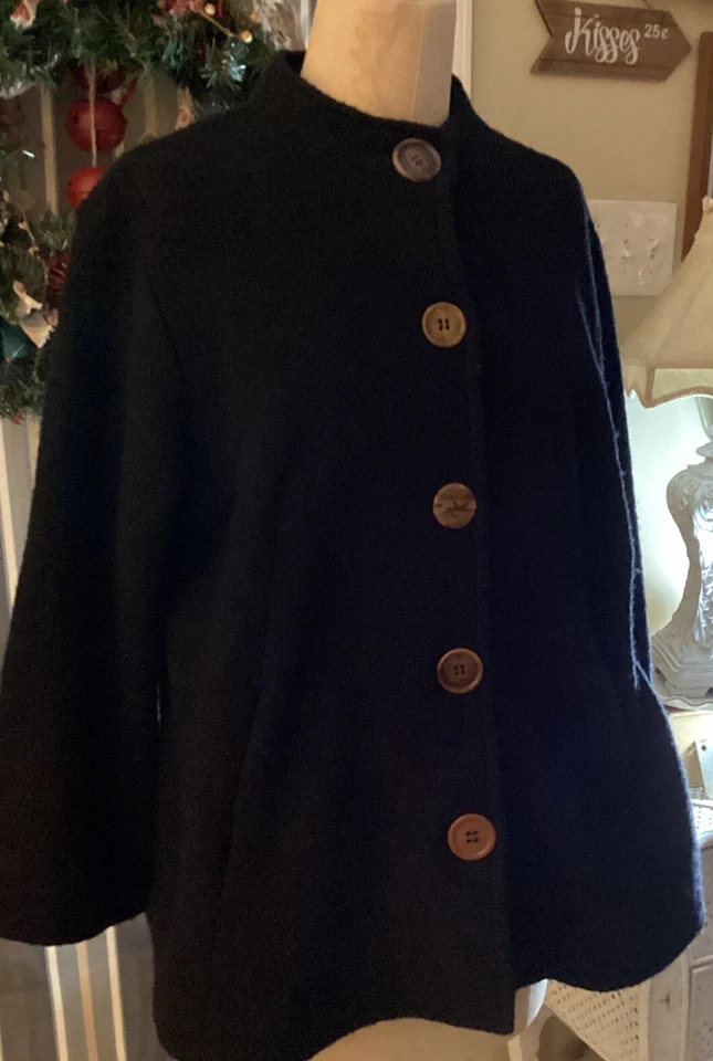 Ruby Road Women’s Wool Black Cape Style Coat Size Medium Excellent Condition - Image 2 of 4