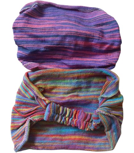 Fair Trade Cotton Hippy Boho Elasticated Hair Bandana Bands Accesories - 2 Pack - Picture 13 of 20