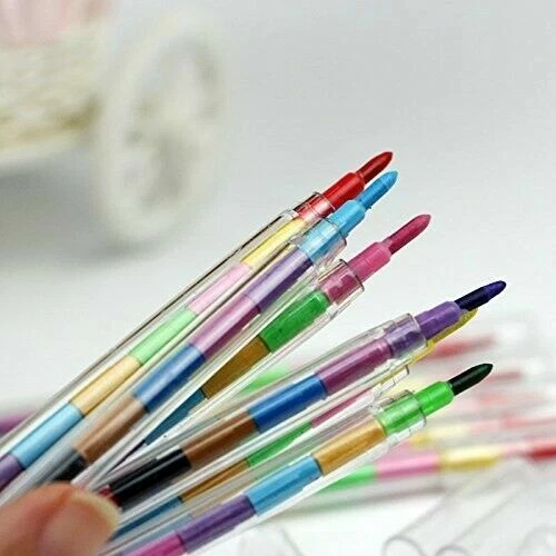 12 x Swap Point Crayons Stacker & 12 Princess Pirate Colouring books Party Bag