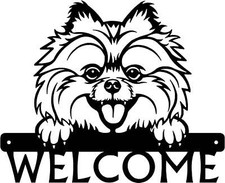 Pomeranian Detailed Dog Face Welcome Sign or Custom Name - Made in the USA
