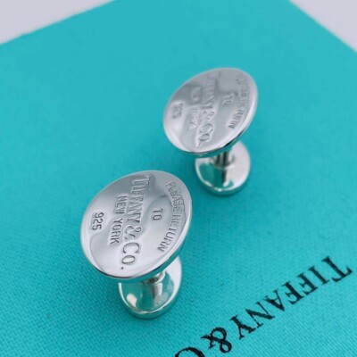 Tiffany & Co OVAL RETURN TO NEW YORK Cufflinks Cuff Links Silver