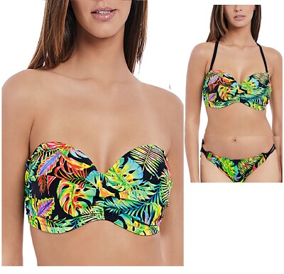 34E-FREYA ELECTRO BEACH BANDEAU BIKINI BH+TANGA HOSE-SET-SMALL-UK-10