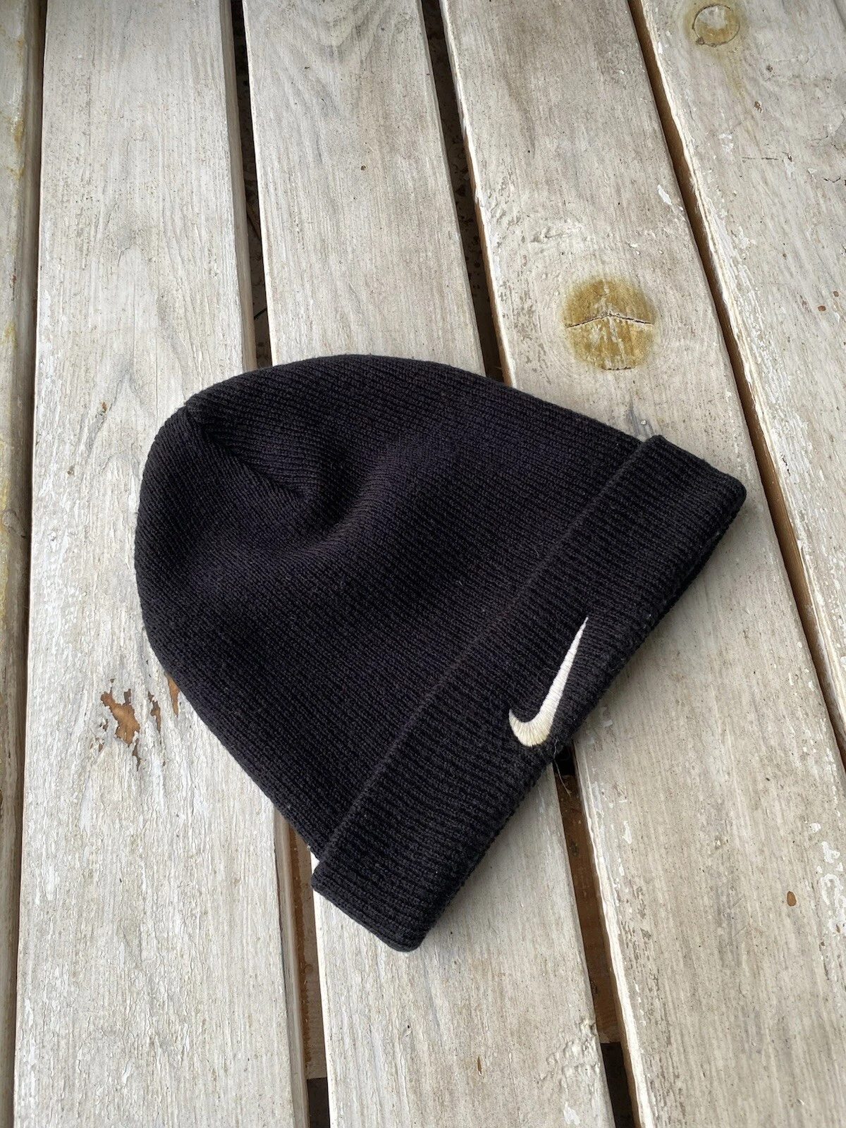 Vintage 90s Nike Beanie Swoosh Knit Y2K Adult One Size
