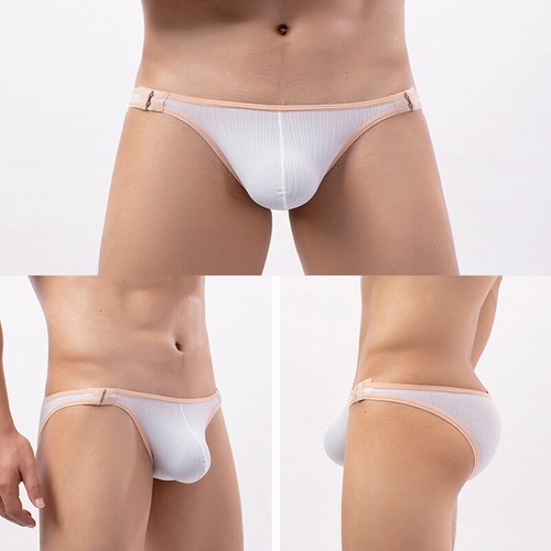 Quick Dry Narrow Side Adjustable Open Button Mens Low Waist Thongs Gay Underwear - Picture 7 of 17