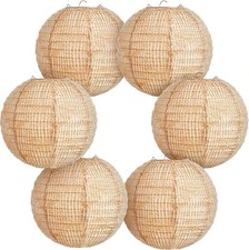 Print Burlap Paper Lanterns Round Chinese Decorative...
