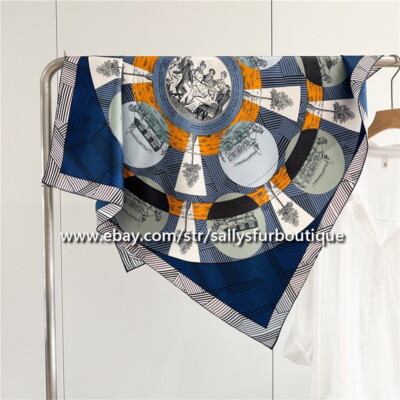 Sallys Boutique 14 Momme Twill Silk Wrap Scarf Vintage Print Square Shawl 35''