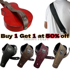 Guitar Strap PU Leather Embossed Adjustable for Acoustic Electric Bass Guitar