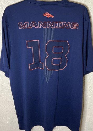 Mens NFL Tean Apparel Navy Dri-Fit Denver Brocos #18 Manning T-Shirt Size XL - Picture 2 of 3