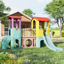 Extra-Large Play House Outdoor Plastic Slide Playground Set Kids Play House