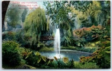 Postcard - Lagoon & Fountain, W. D. Washburn's Park, Minneapolis, Minnesota, USA