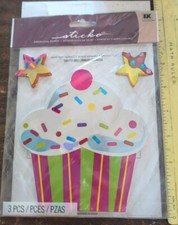 NIP Sticko Dimensional Stickers Big Cupcake Huge Stars