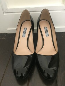 black patent block heels