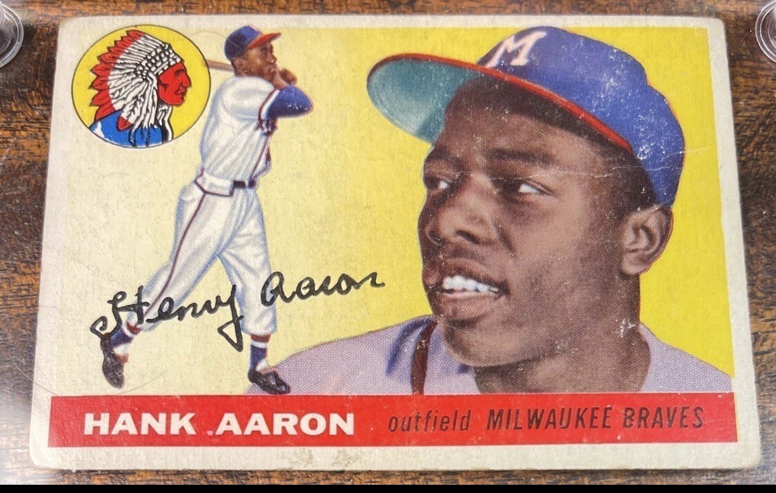1955 TOPPS BASEBALL CARD 47 HANK AARON MILWAUKEE ATLANTA BRAVES MLB